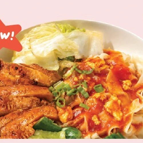 tomato egg noodles & bbq chicken