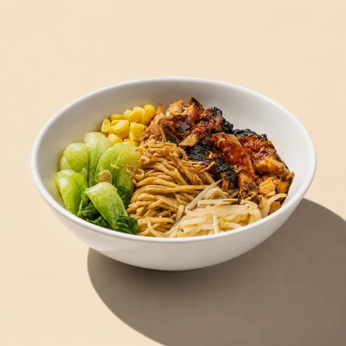 spicy sesame noodles with cantonese bbq chicken