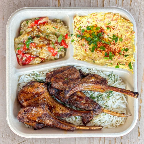Grilled Mediterranean Lamb Chops with Mezzes
