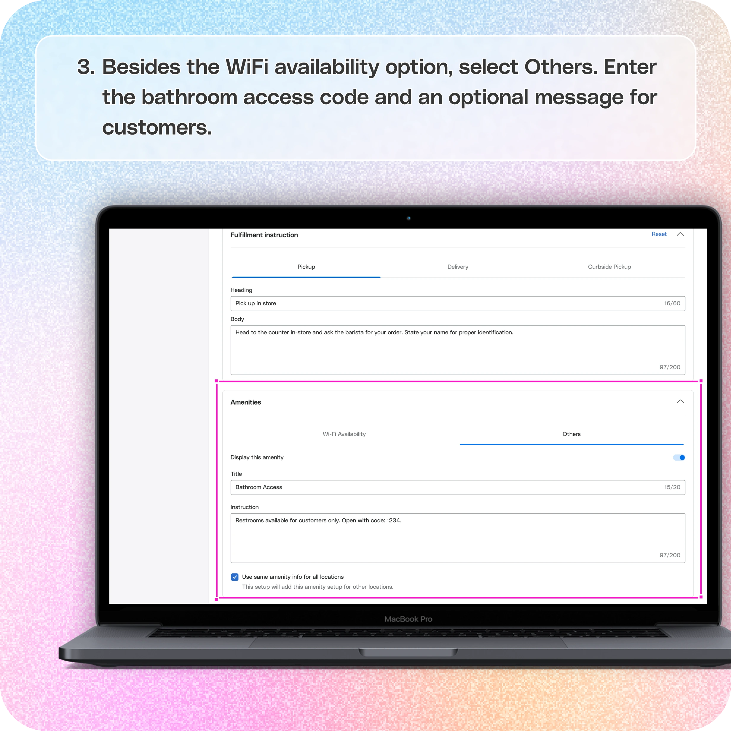 Add your WiFi code in the app for easy customer access — screenshot 3 of 3