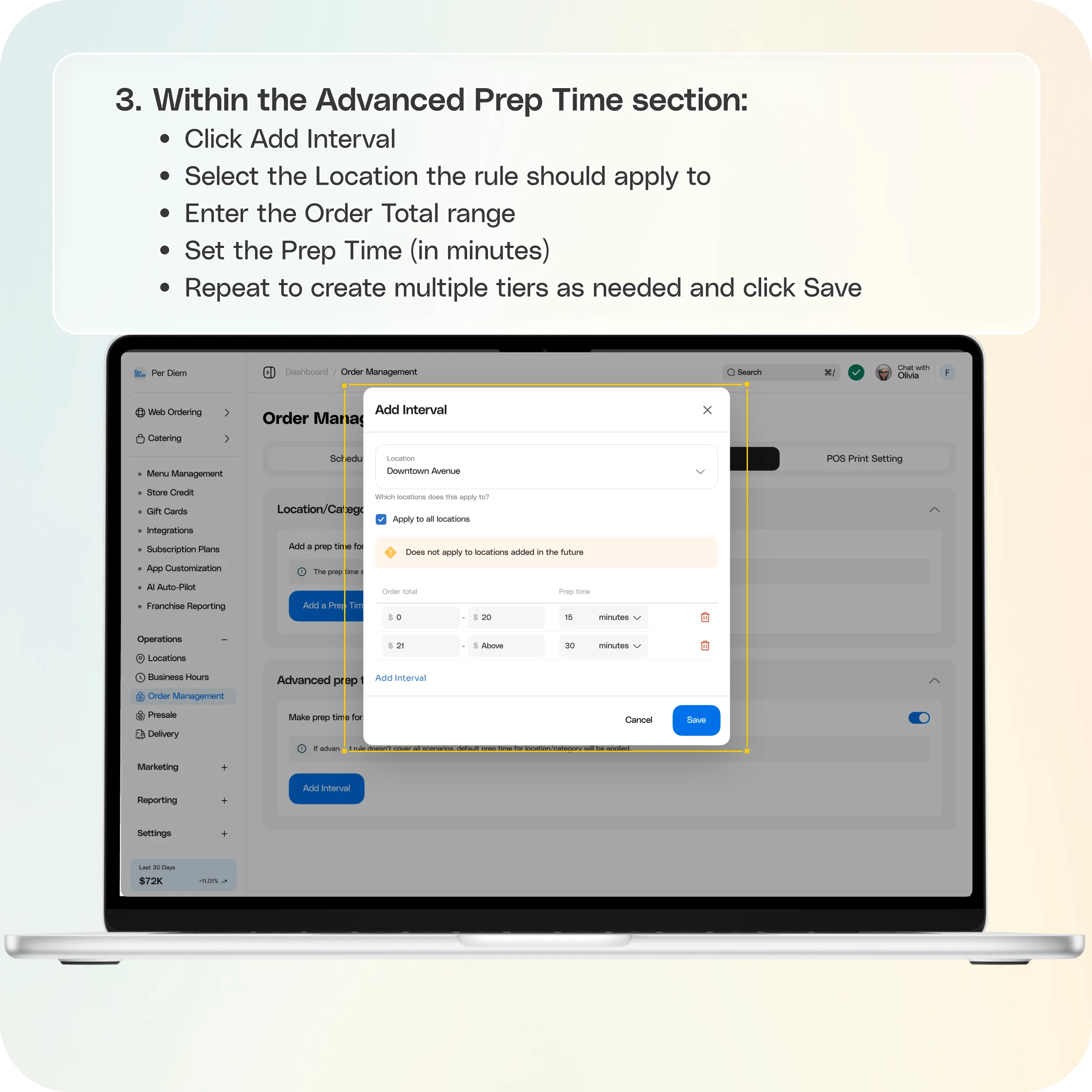 Advanced Prep Time by Order Cost — screenshot 3 of 3