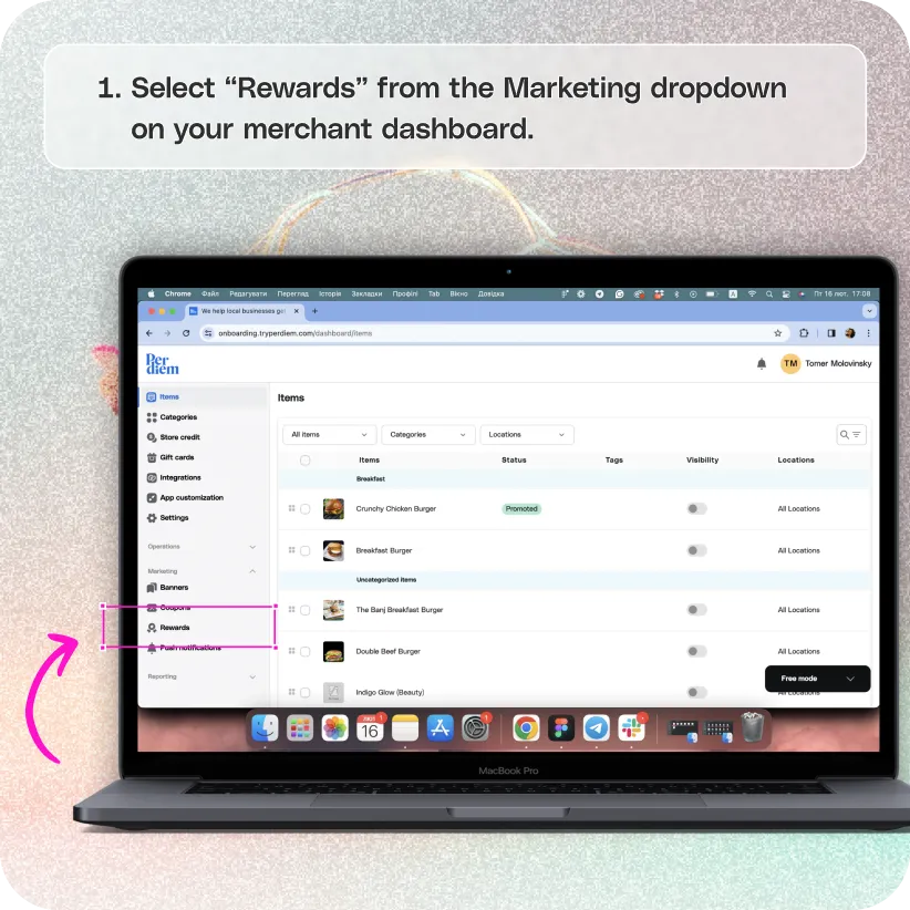 Enable Square Loyalty in the app — screenshot 1 of 3
