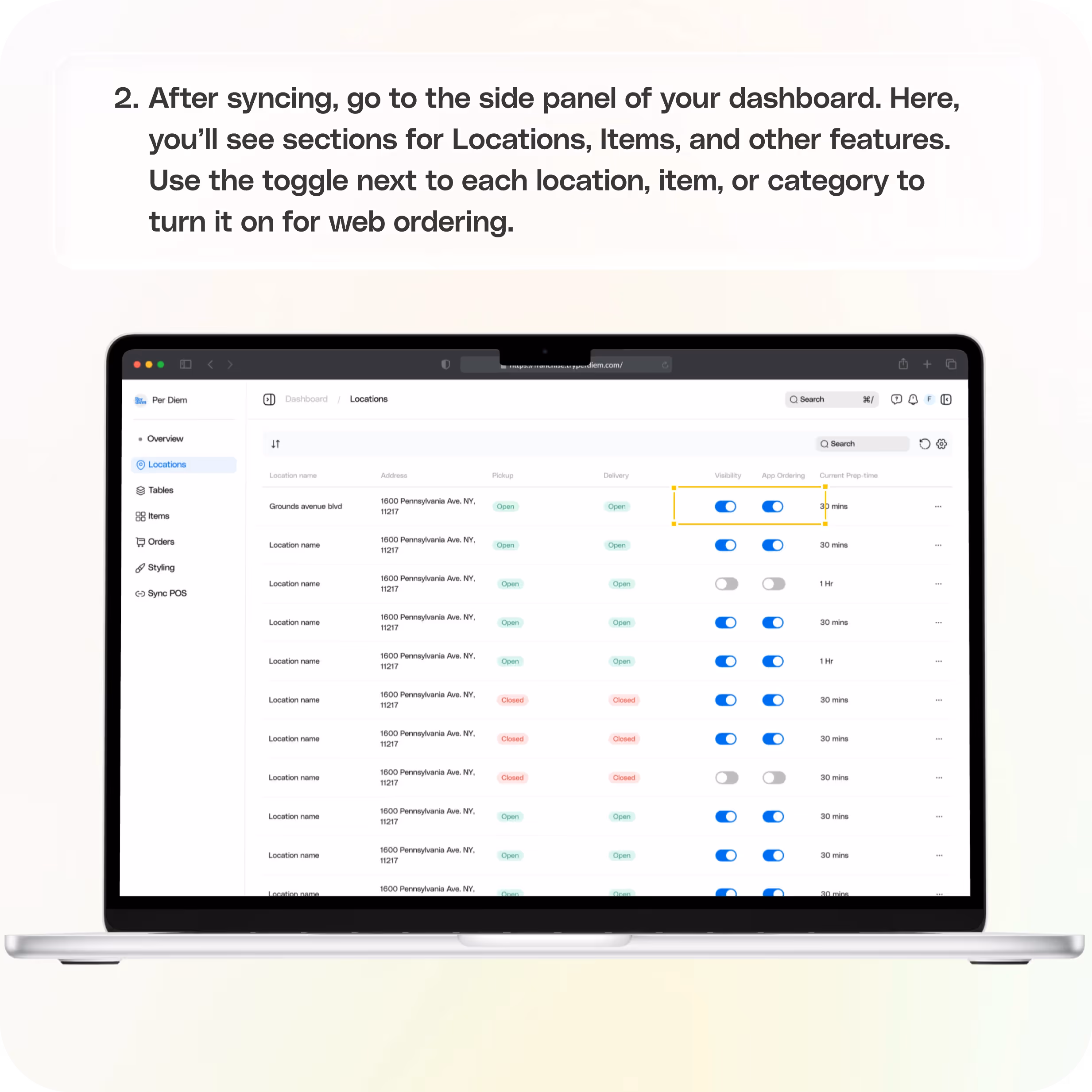 Getting started with Per Diem Web ordering — screenshot 2 of 5