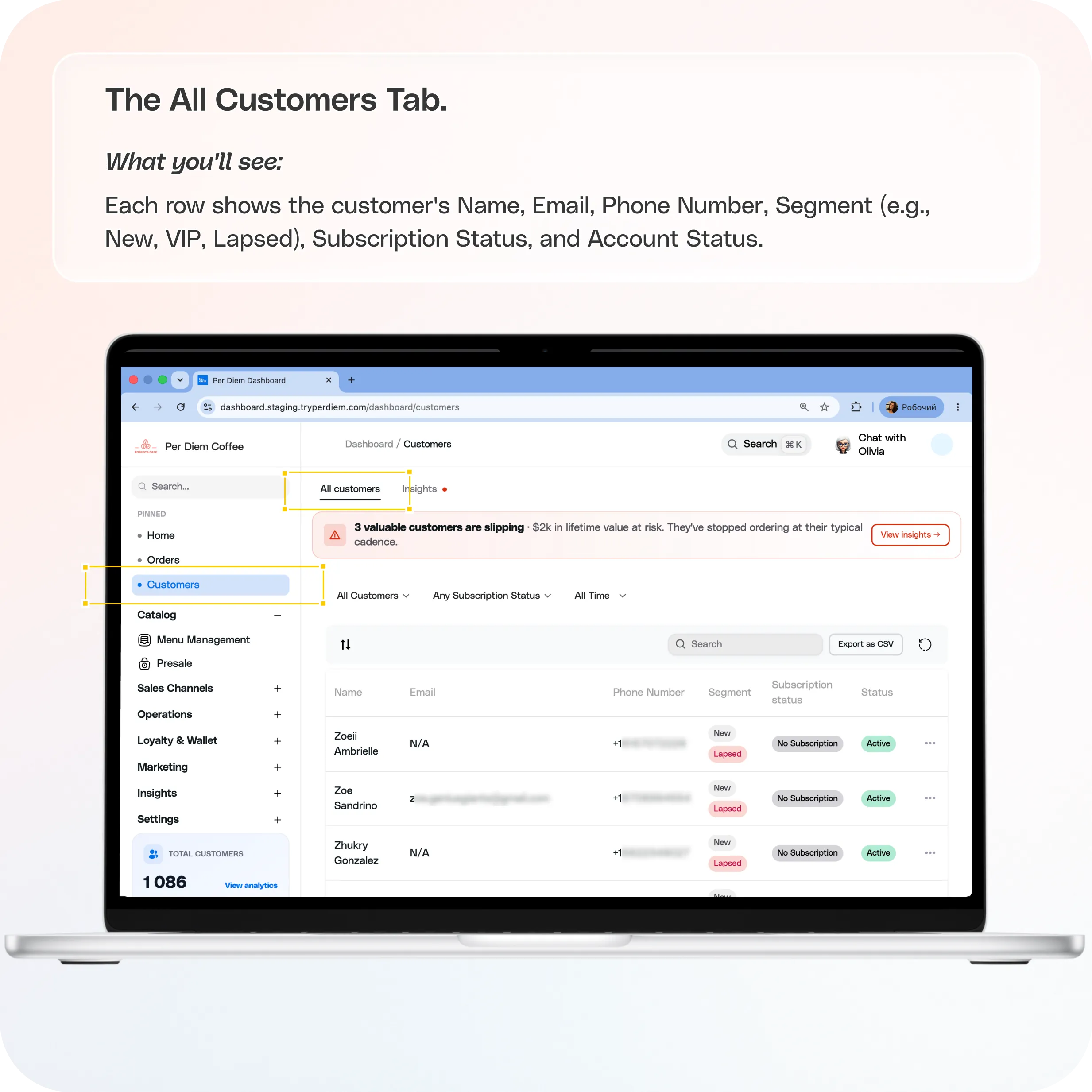 Getting Started with the Per Diem Customer CRM — screenshot 1 of 3