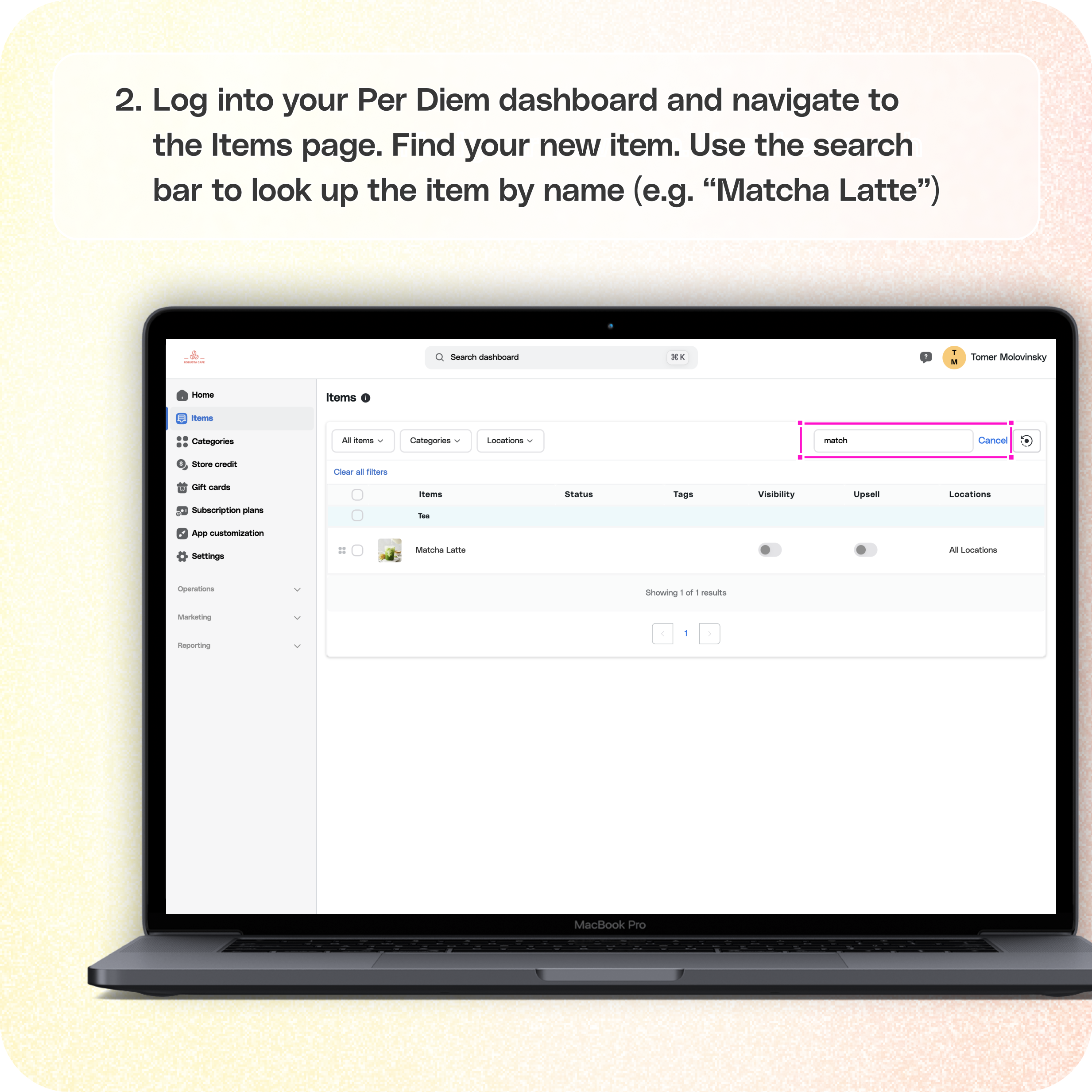 How to add a new product in Square and assign it to a category in Per Diem — screenshot 2 of 5