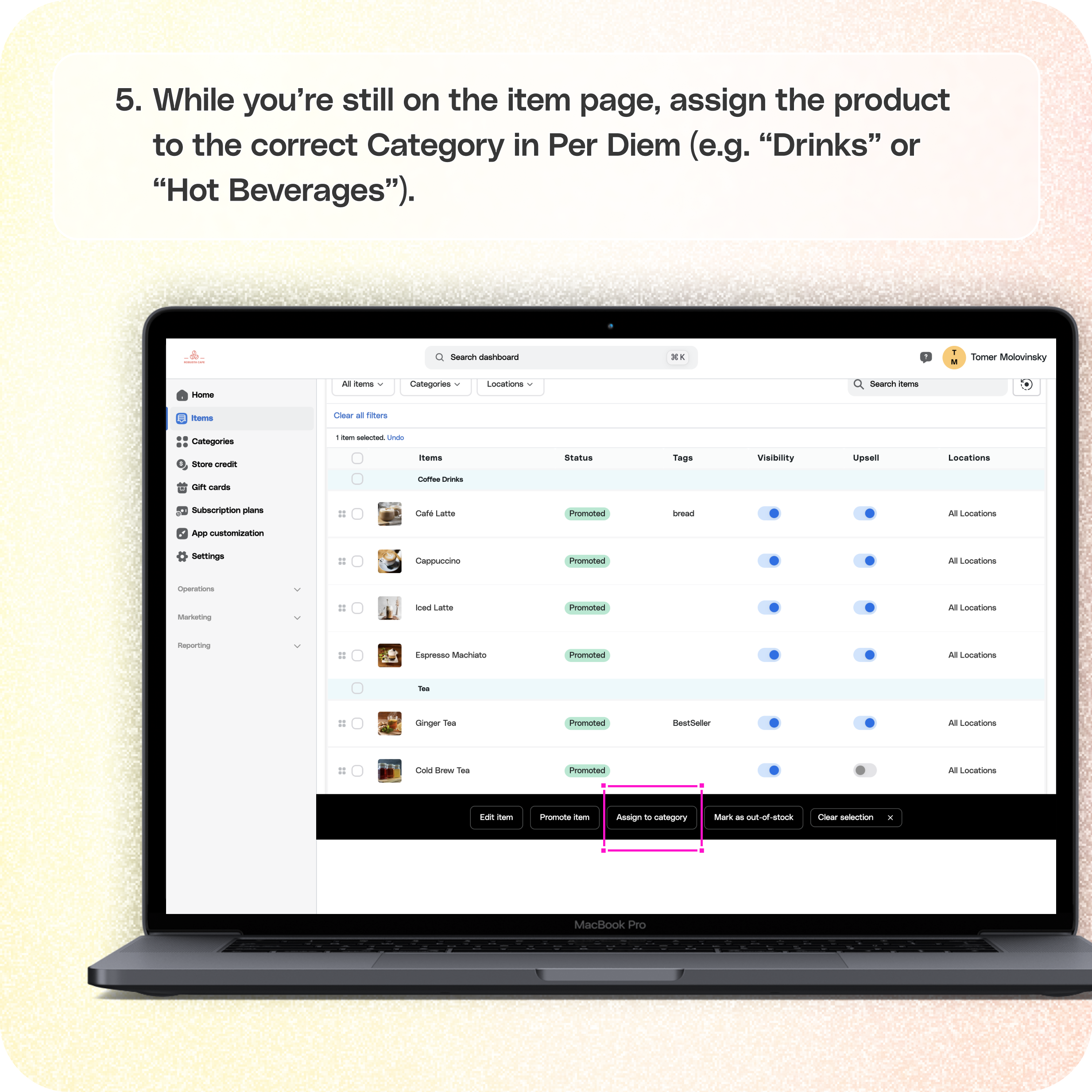How to add a new product in Square and assign it to a category in Per Diem — screenshot 5 of 5