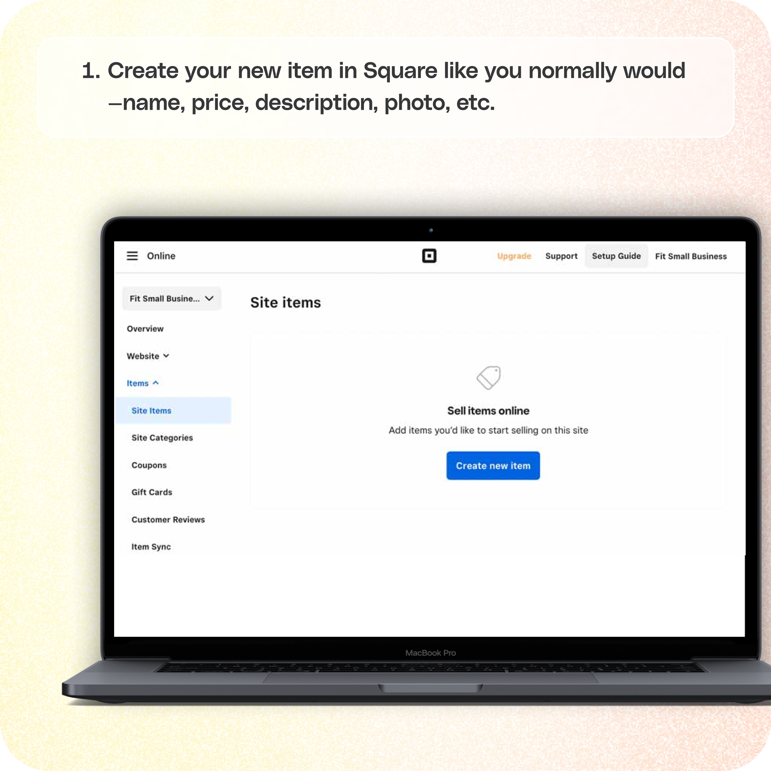 How to add a new product in Square and assign it to a category in Per Diem — screenshot 1 of 5