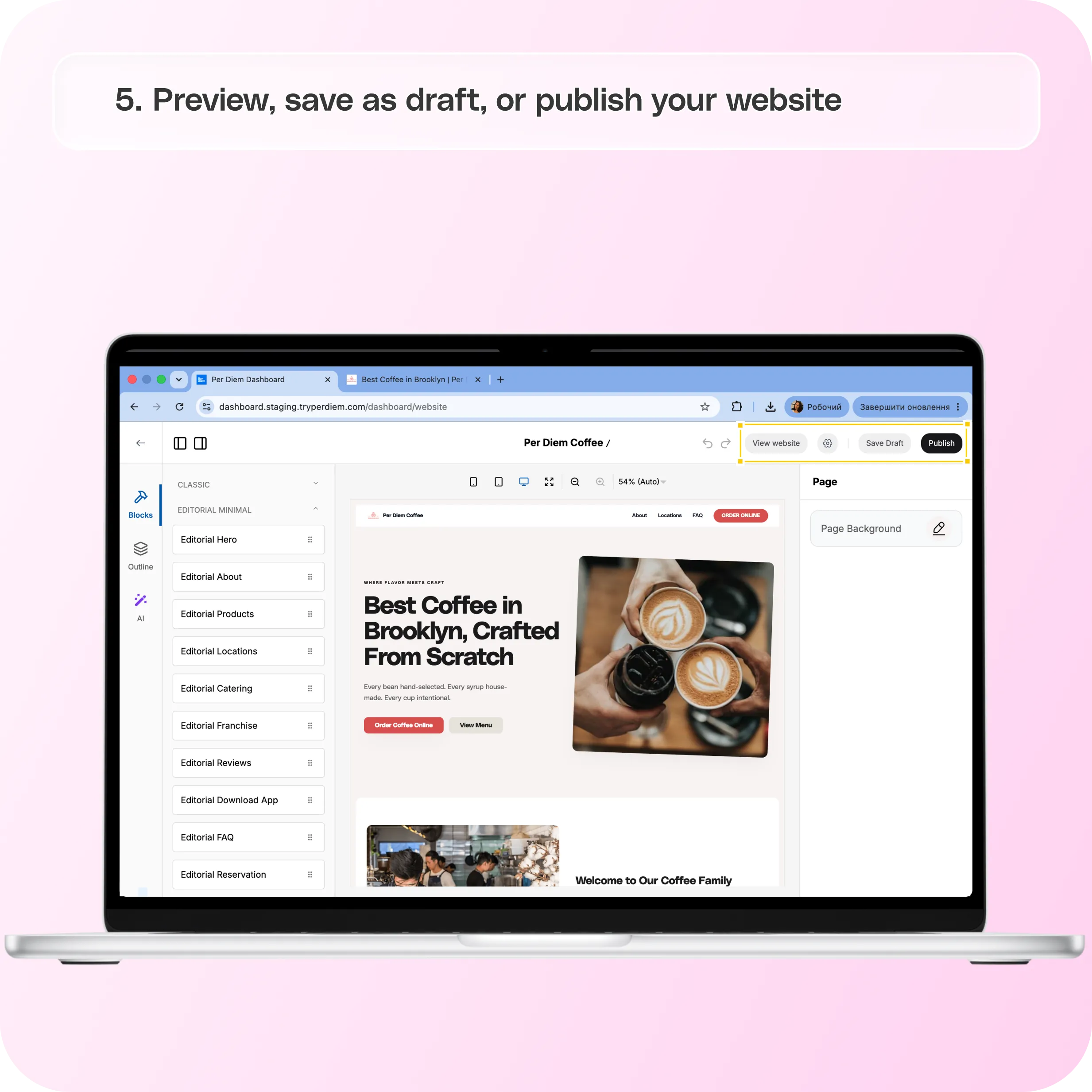How to Build a Website with Per Diem Website Builder — screenshot 5 of 5