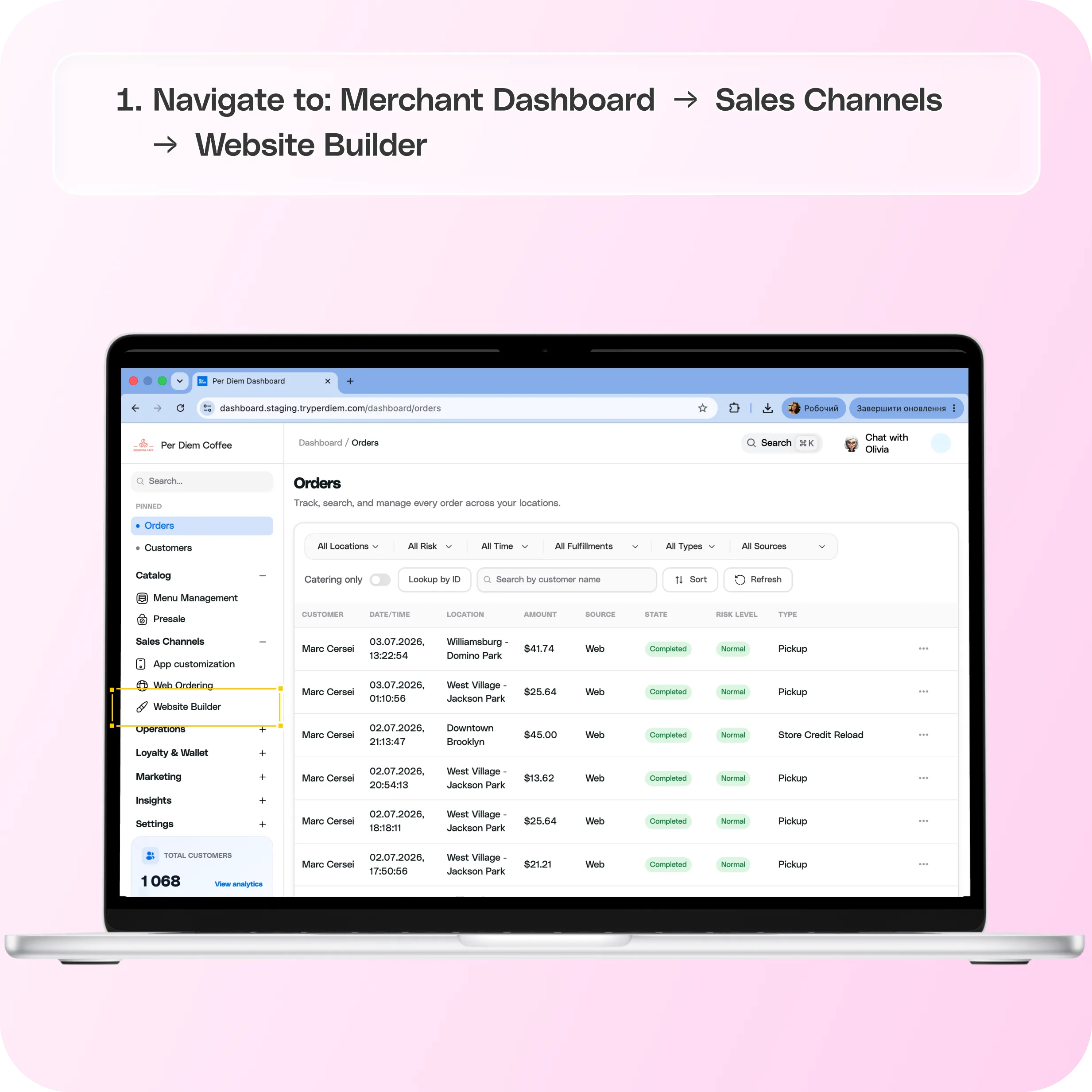 How to Build a Website with Per Diem Website Builder — screenshot 1 of 5