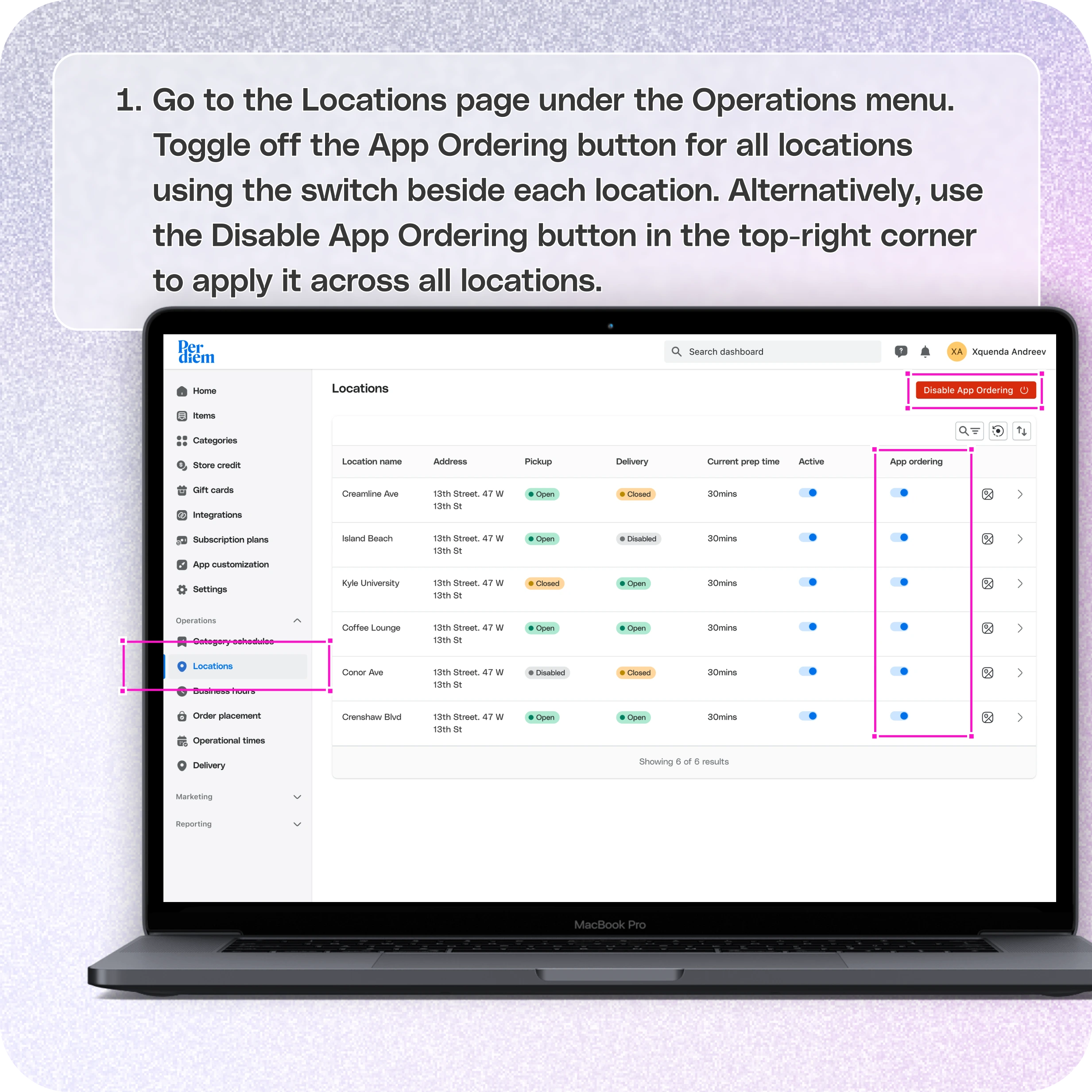 How to disable app ordering — screenshot 1 of 5