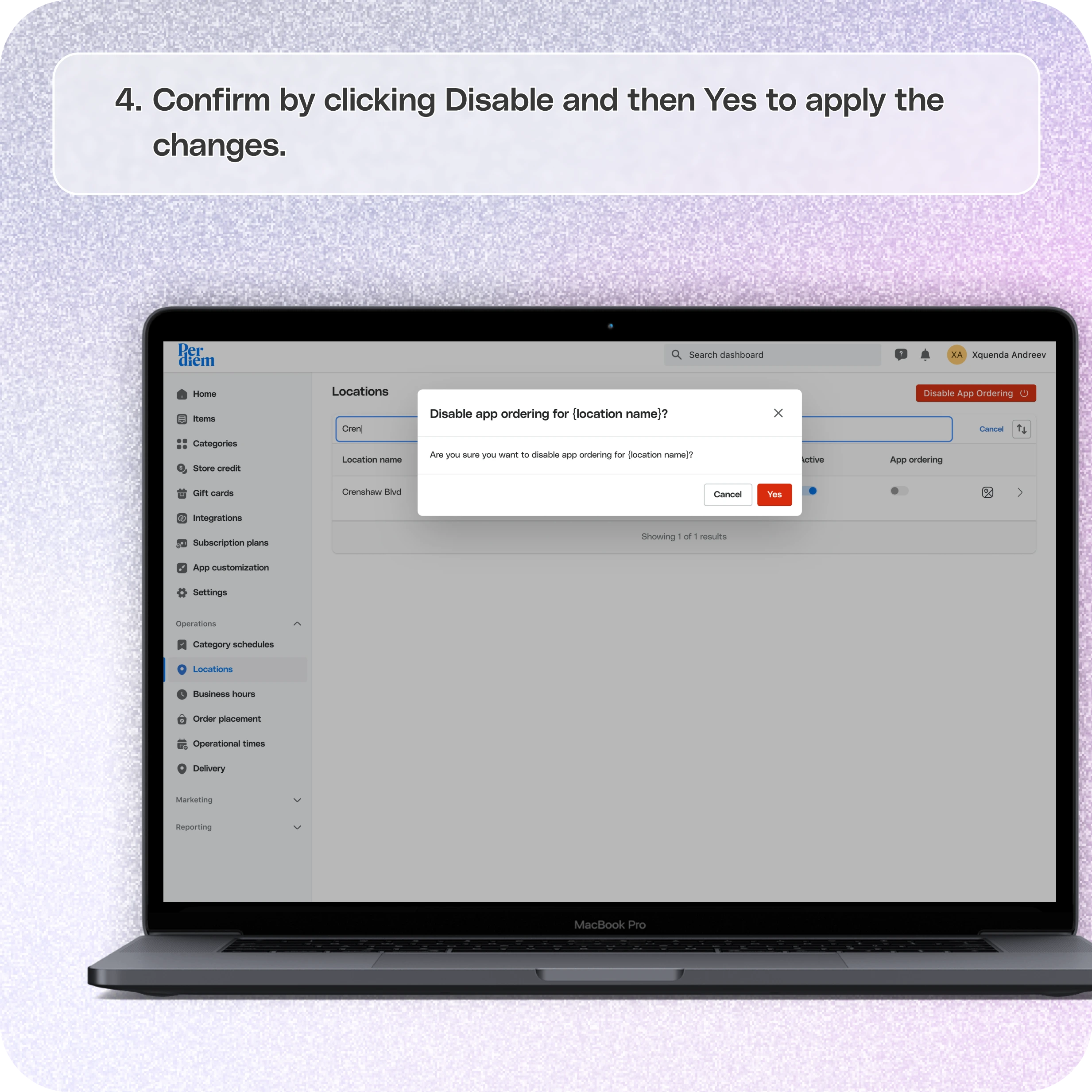 How to disable app ordering — screenshot 4 of 5