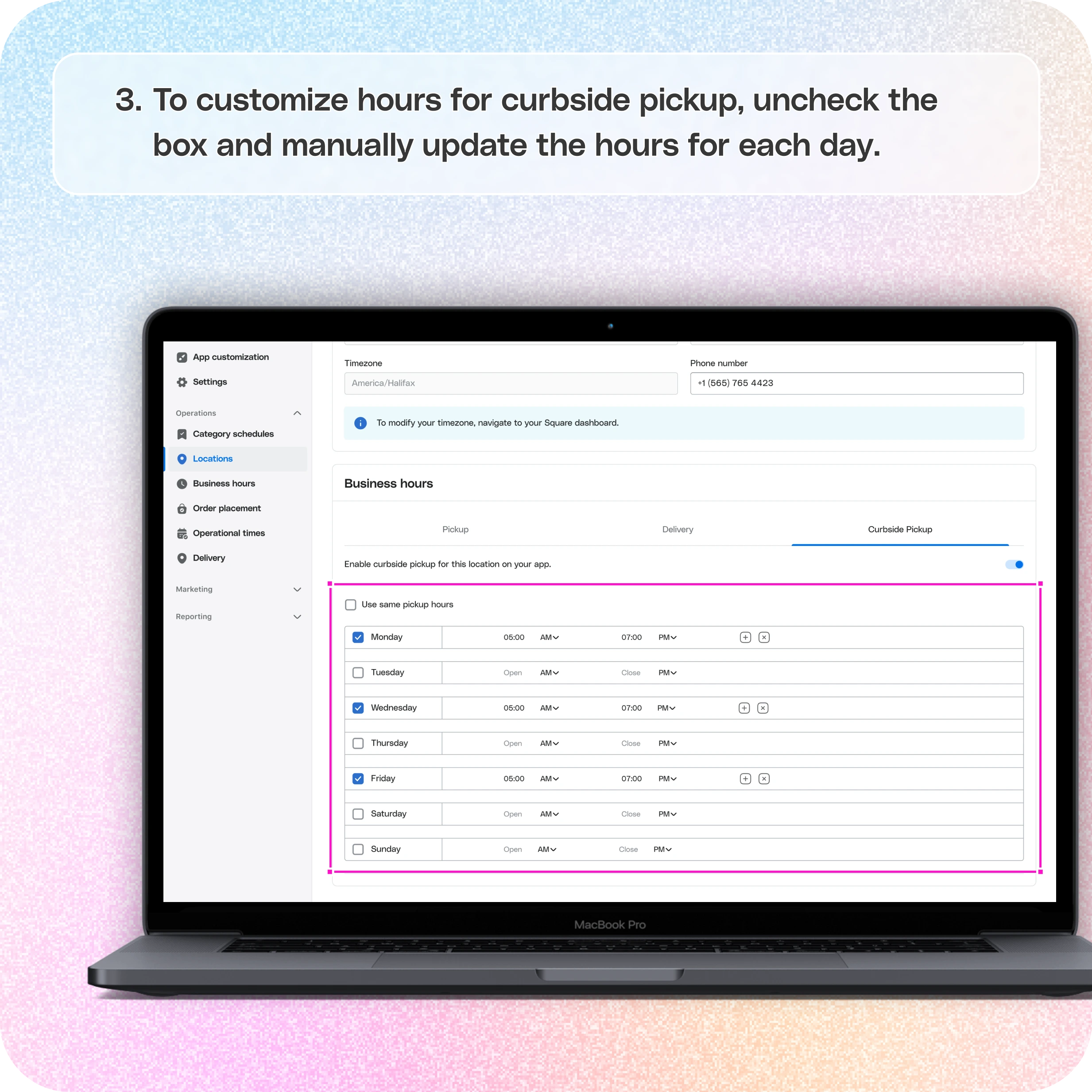 How to enable curbside pickup — screenshot 3 of 3