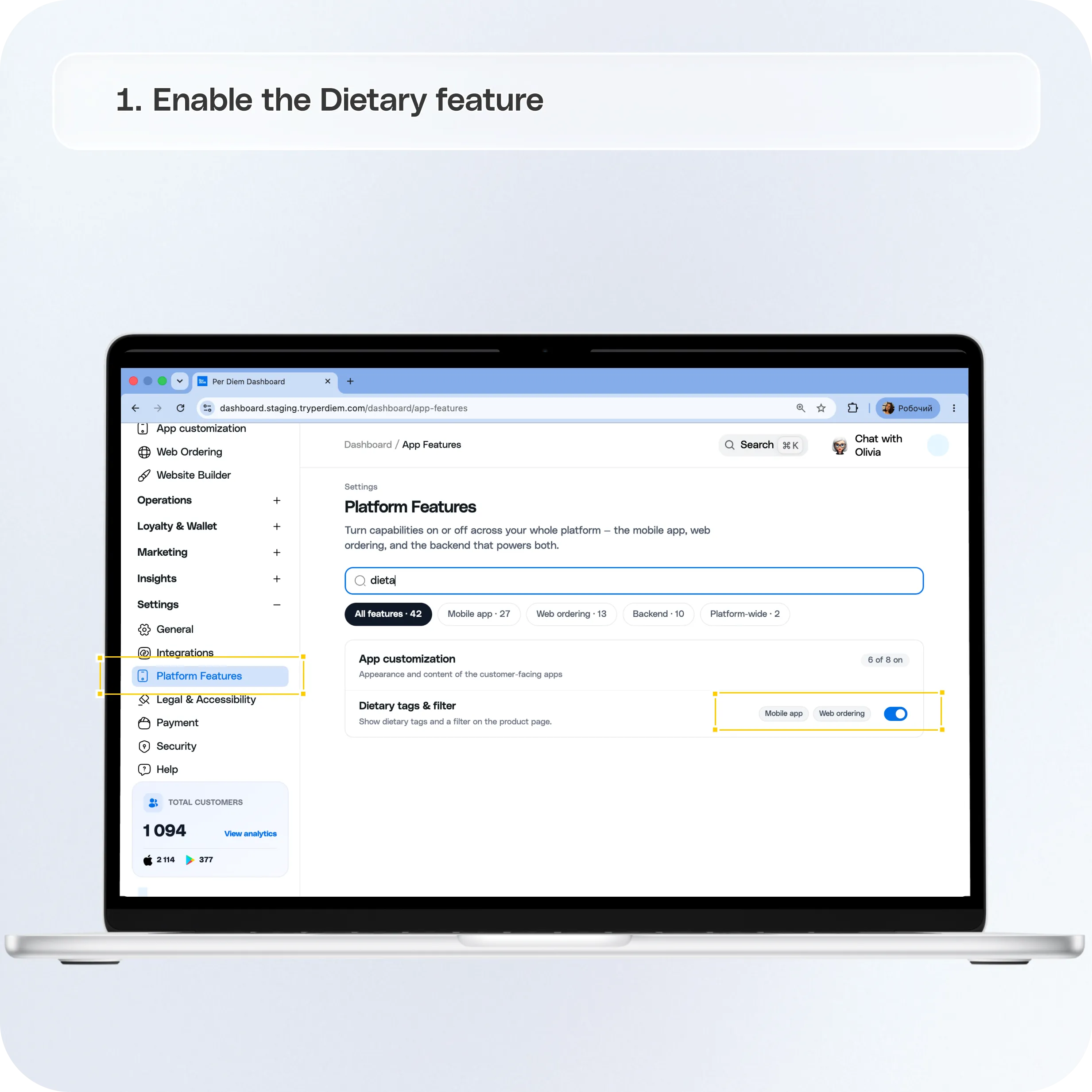 How to Set Up Dietary Profiles, Allergens, and Nutrition Information — screenshot 1 of 6