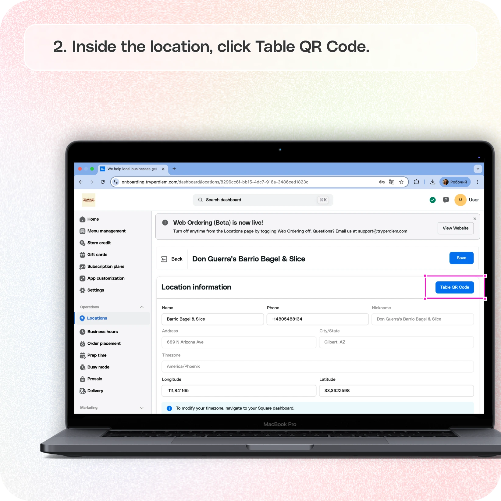 How to set up order & pay for in-store — screenshot 2 of 3
