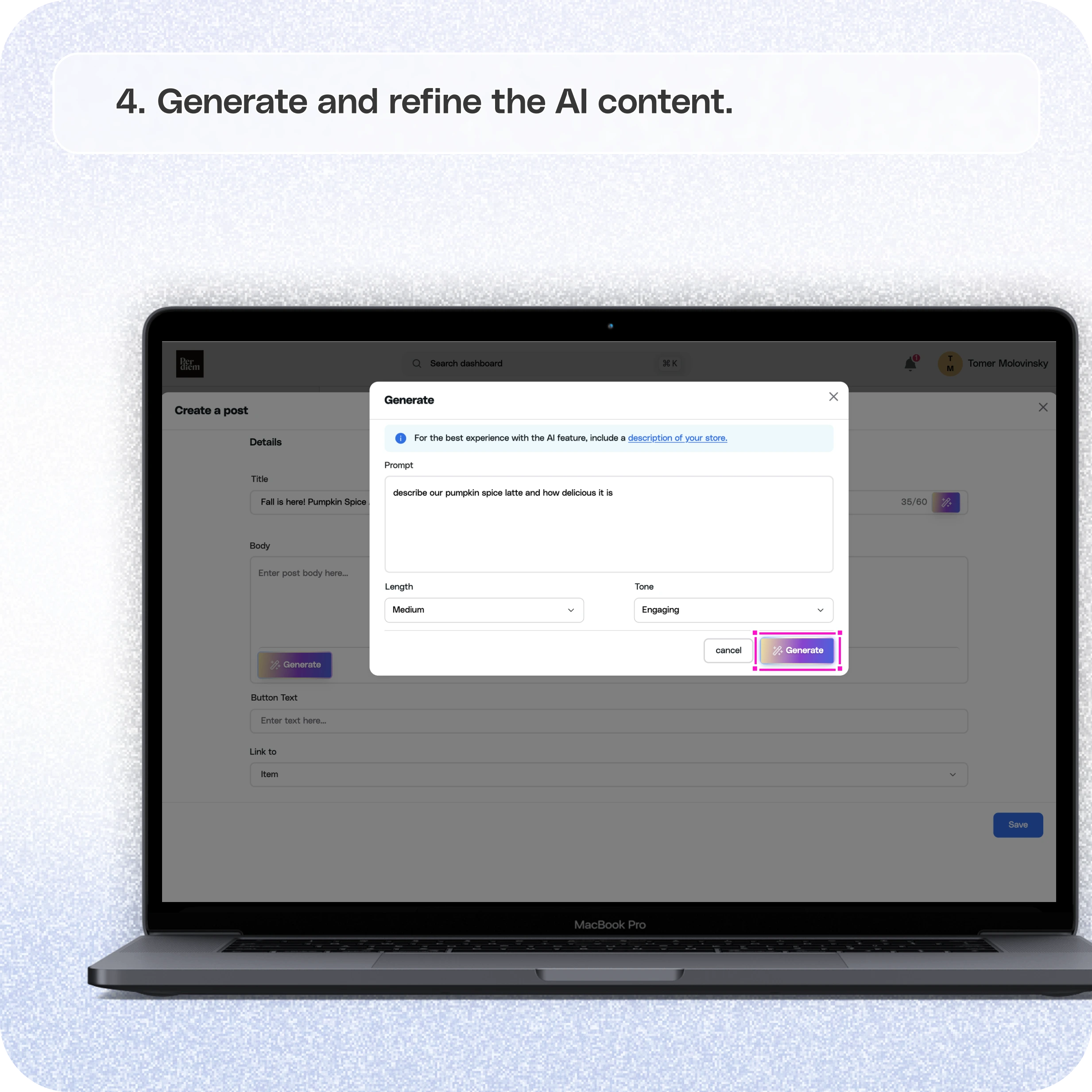 How to use the AI Editor for marketing features in your app — screenshot 4 of 5