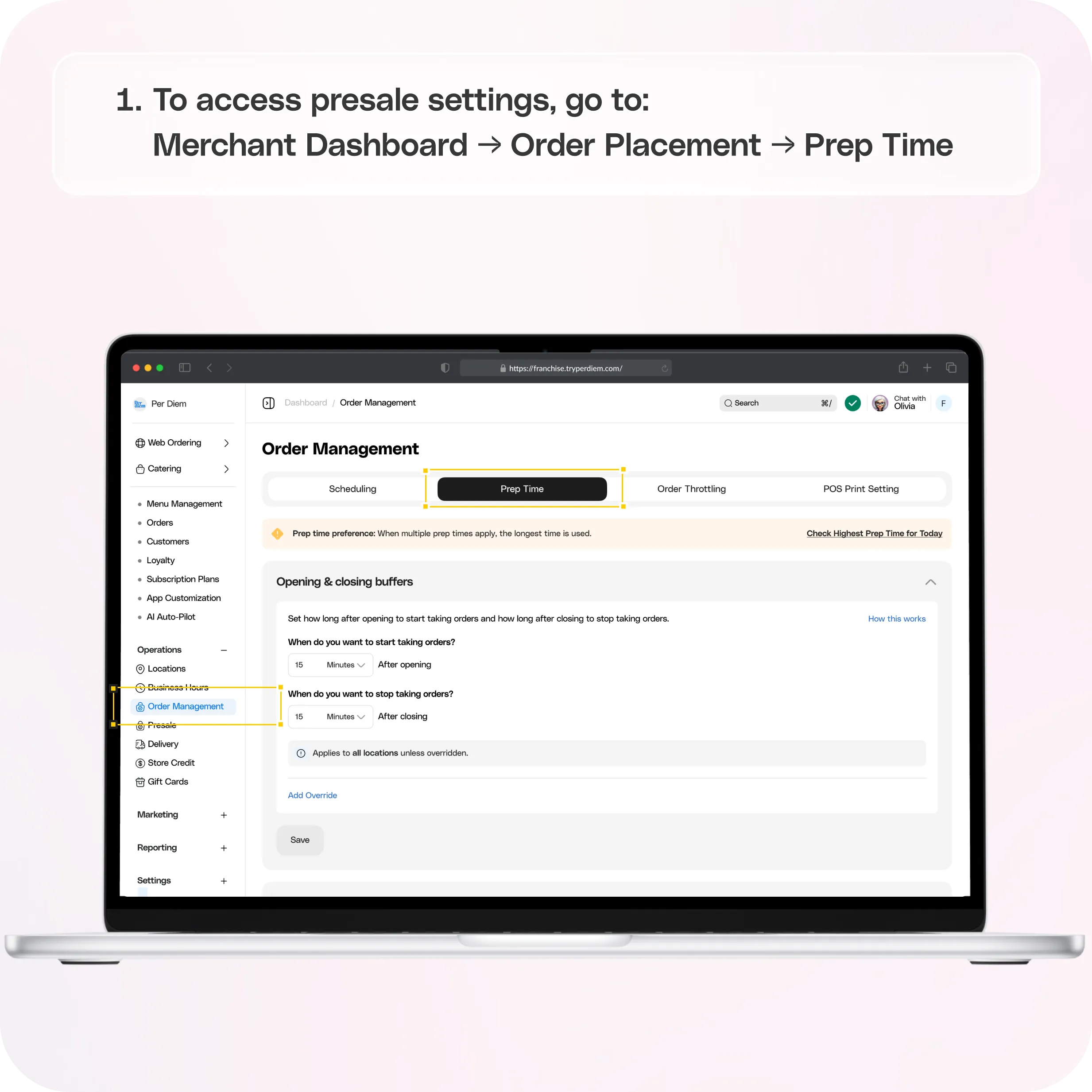 Manage Prep Time in Your Merchant Dashboard — screenshot 1 of 6