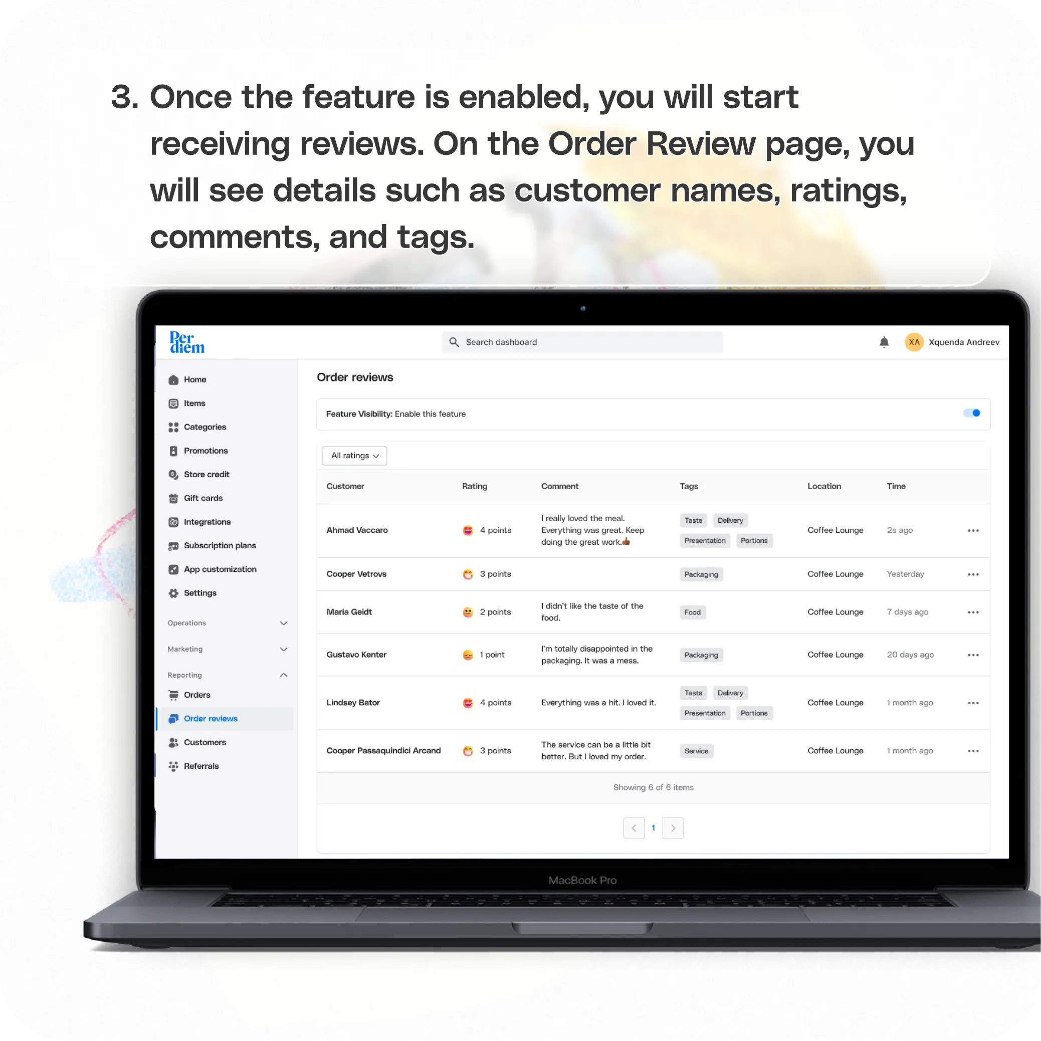 Managing customer order reviews easily from your dashboard — screenshot 3 of 5