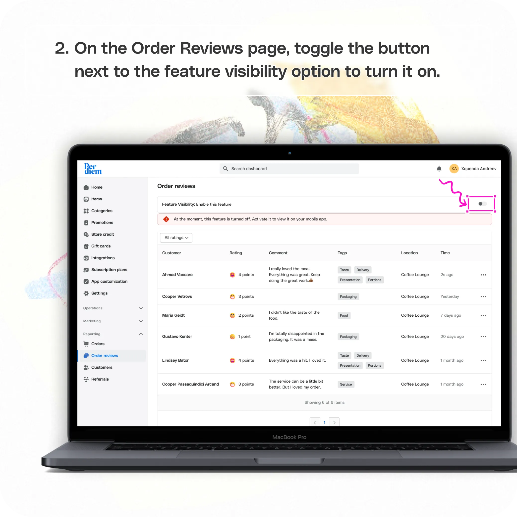 Managing customer order reviews easily from your dashboard — screenshot 2 of 5