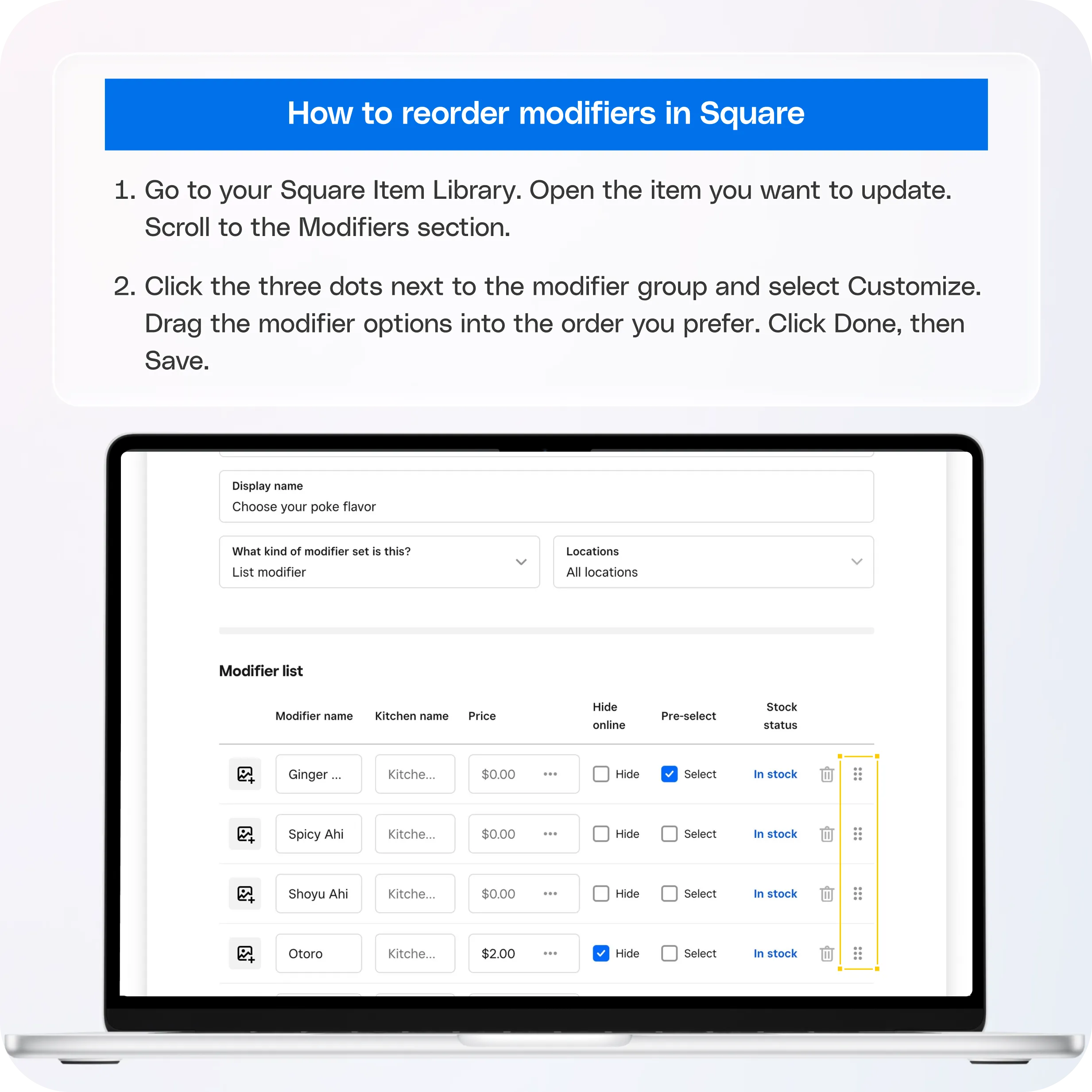 Managing item modifiers with Square and Per Diem — screenshot 2 of 2