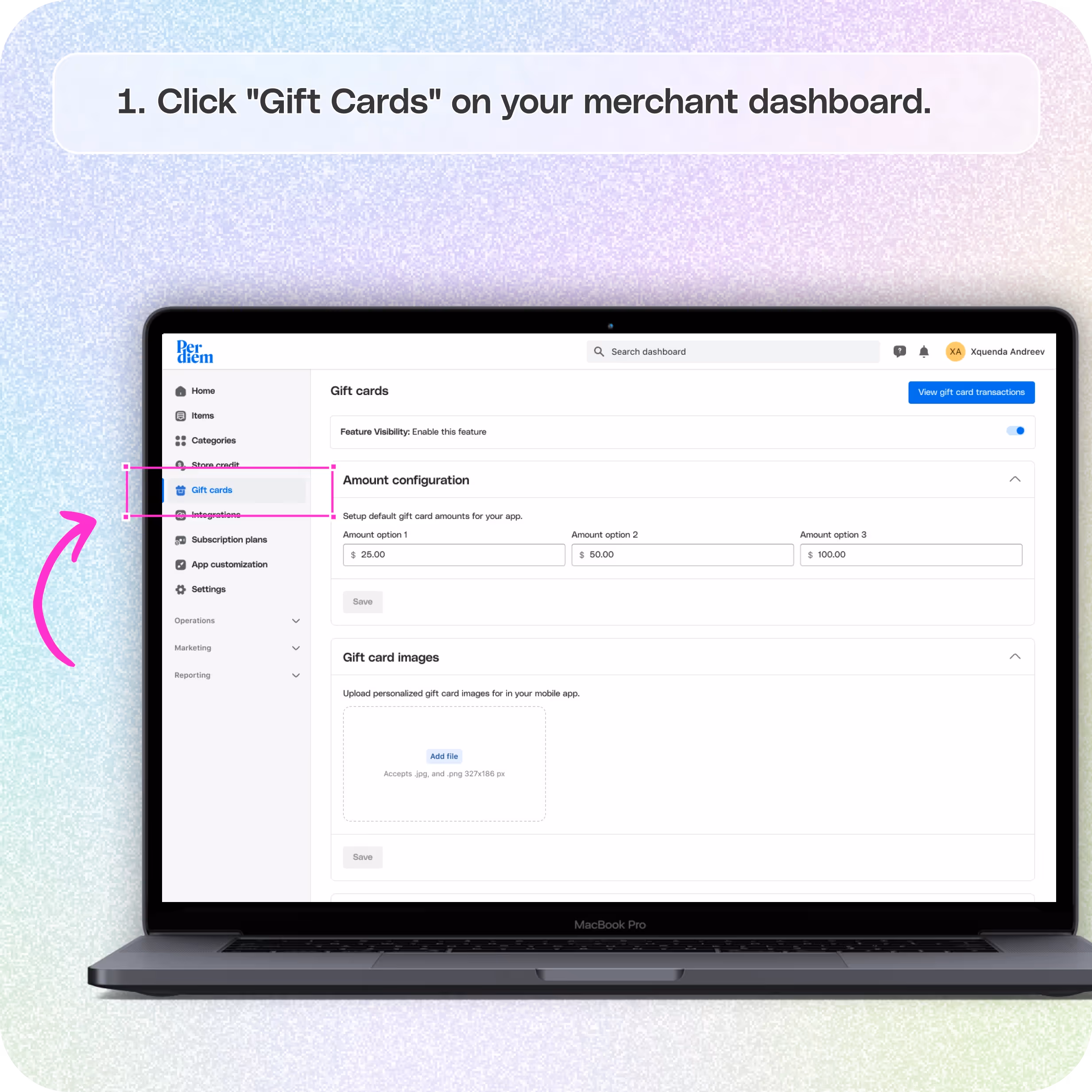 Sell gift cards within the app — screenshot 1 of 4