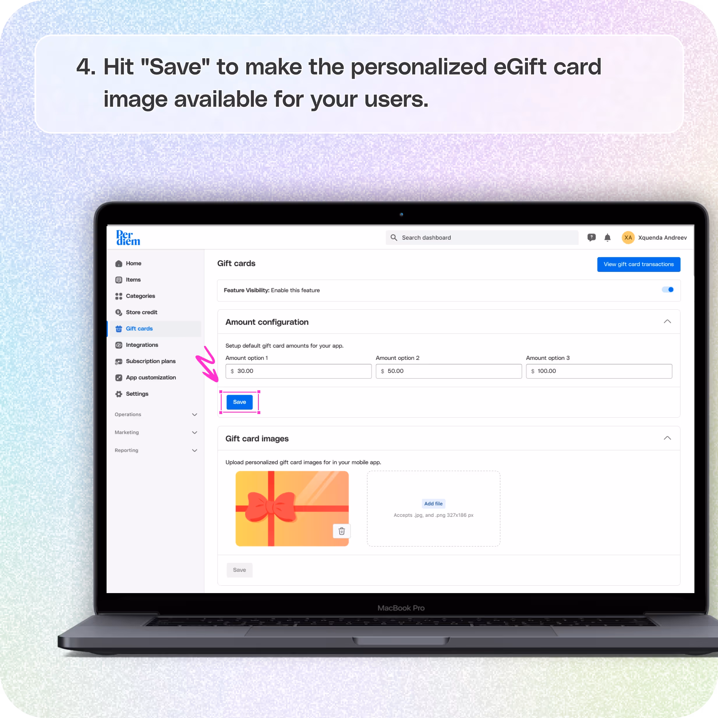 Sell gift cards within the app — screenshot 4 of 4
