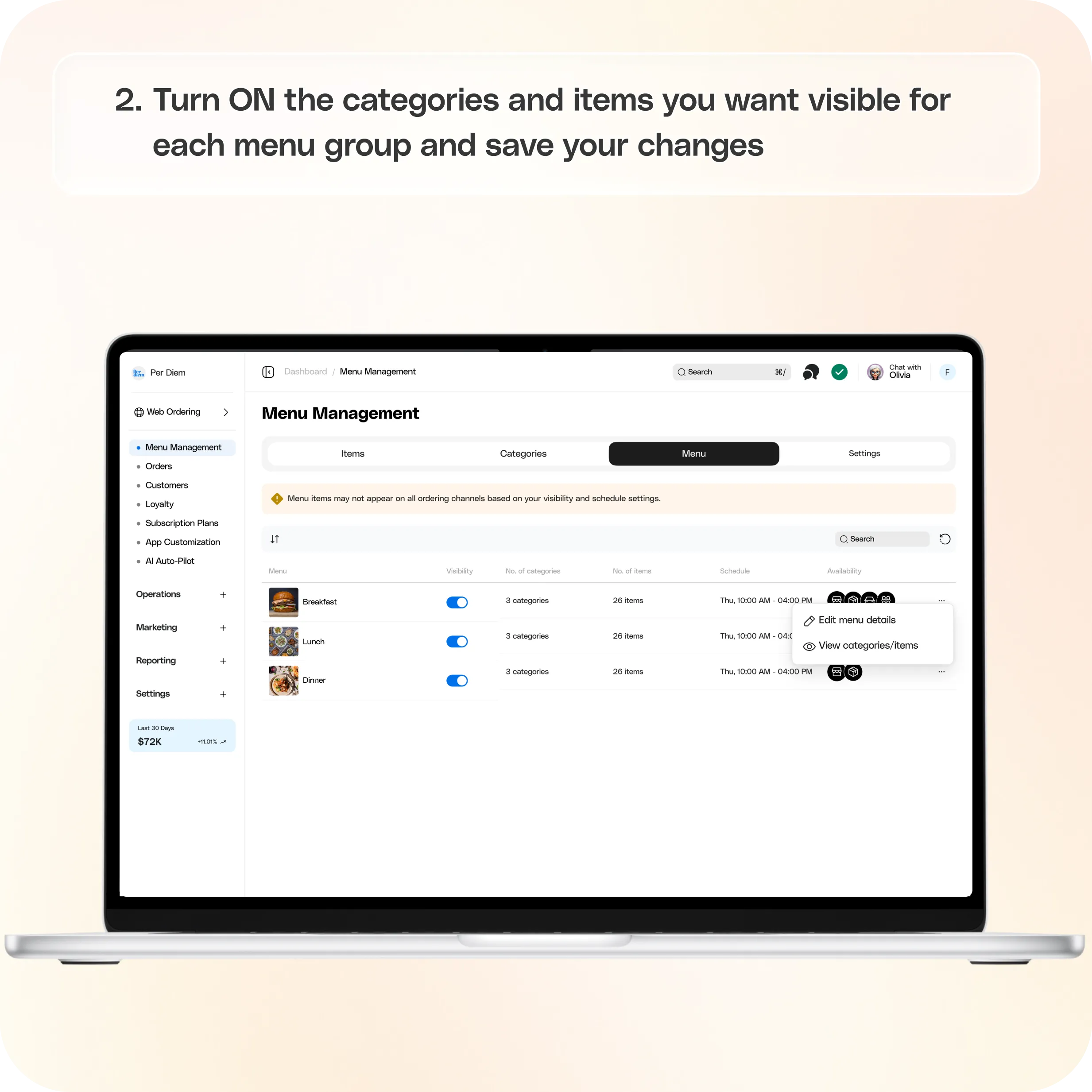 Set Up and Optimize Your Square Menu in Per Diem — screenshot 2 of 2