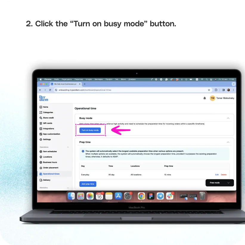 Set up busy mode — screenshot 2 of 3