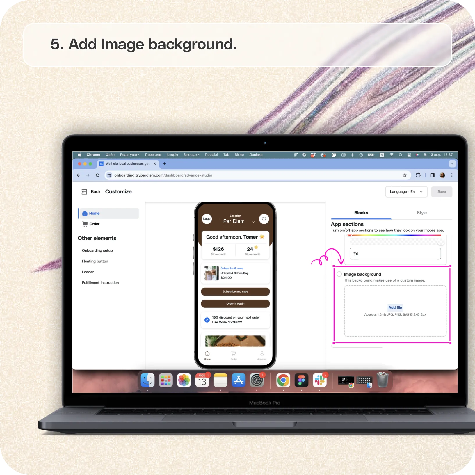 Set up your app's hero background theme — screenshot 5 of 6
