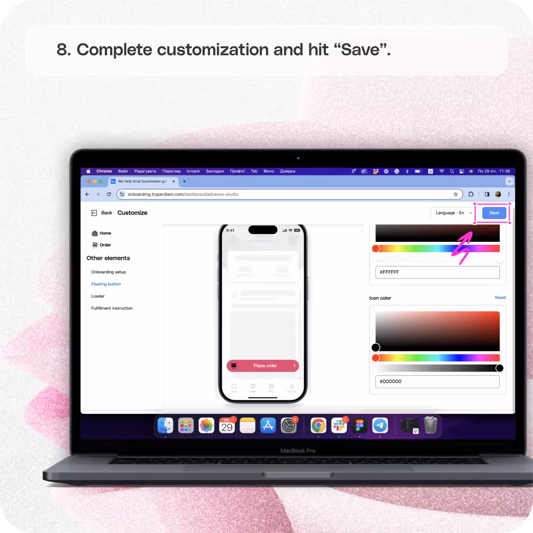Set up your floating button — screenshot 8 of 8