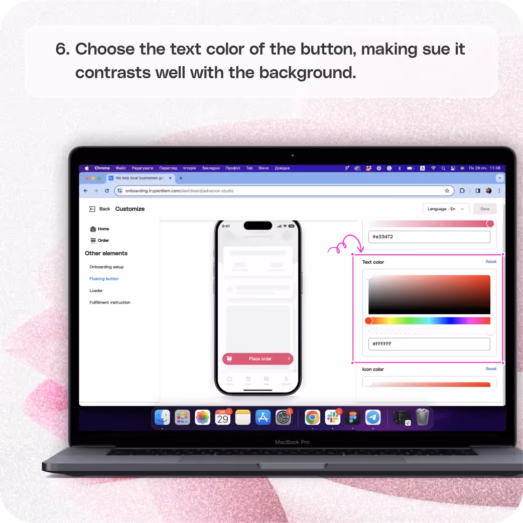 Set up your floating button — screenshot 6 of 8