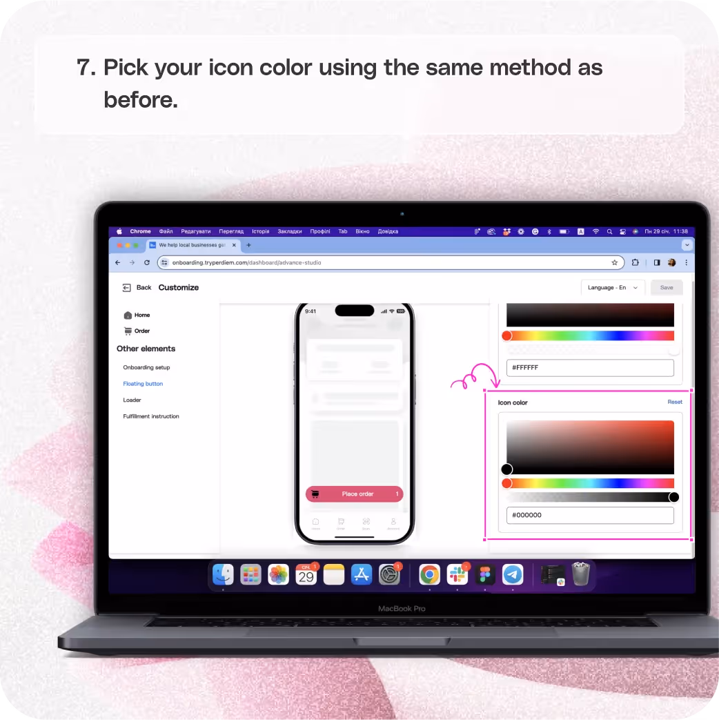 Set up your floating button — screenshot 7 of 8