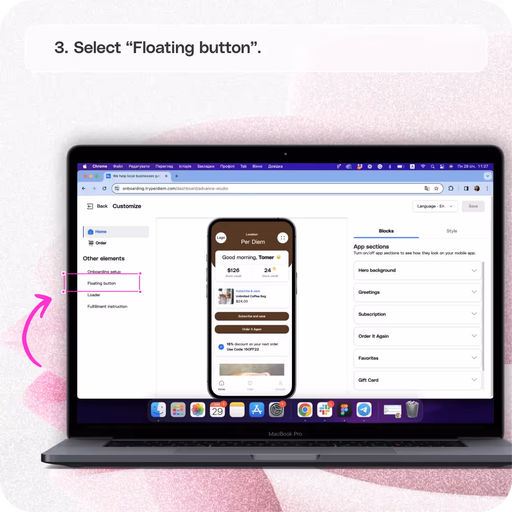 Set up your floating button — screenshot 3 of 8