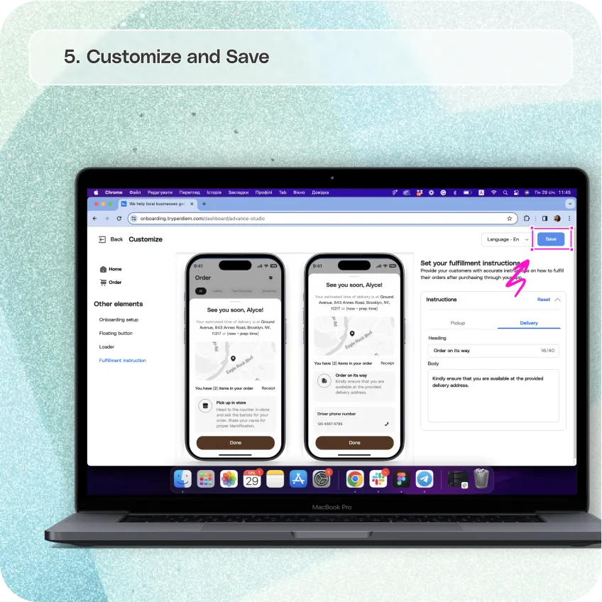 Set up your fulfillment instructions — screenshot 5 of 5