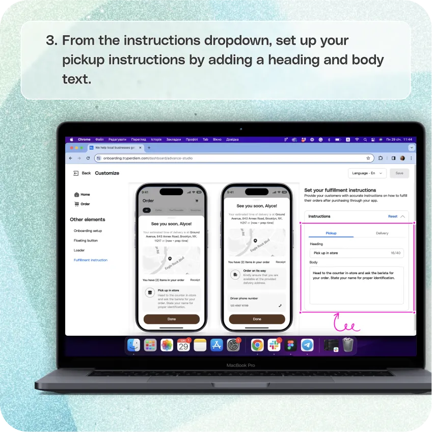 Set up your fulfillment instructions — screenshot 3 of 5