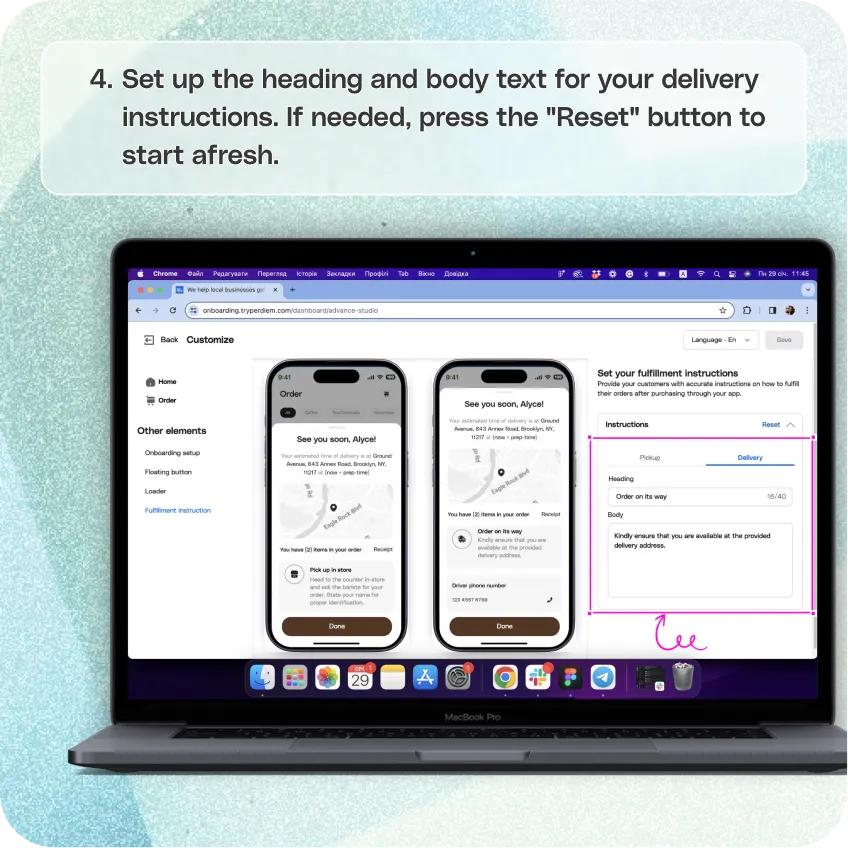 Set up your fulfillment instructions — screenshot 4 of 5