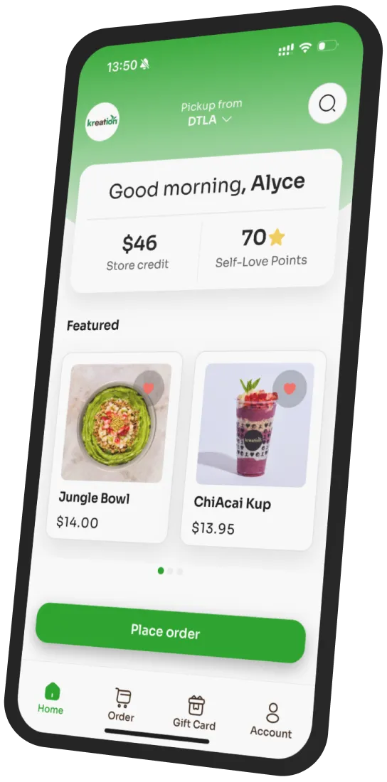 Kreation Juicery app preview