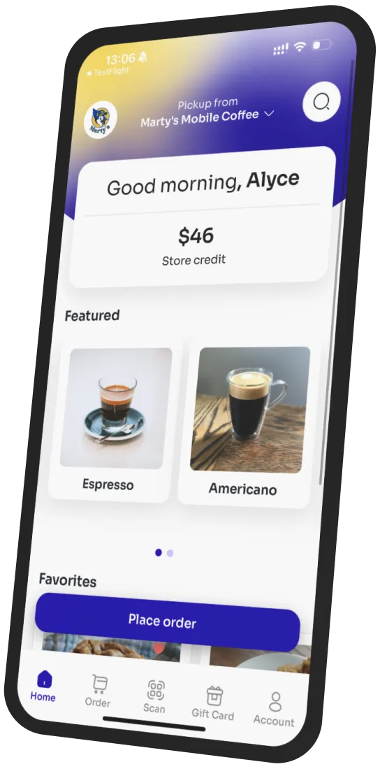 Marty's Mobile Coffee app preview