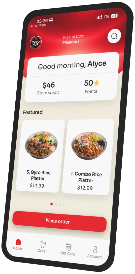 Gyro Hut 2.0 app preview
