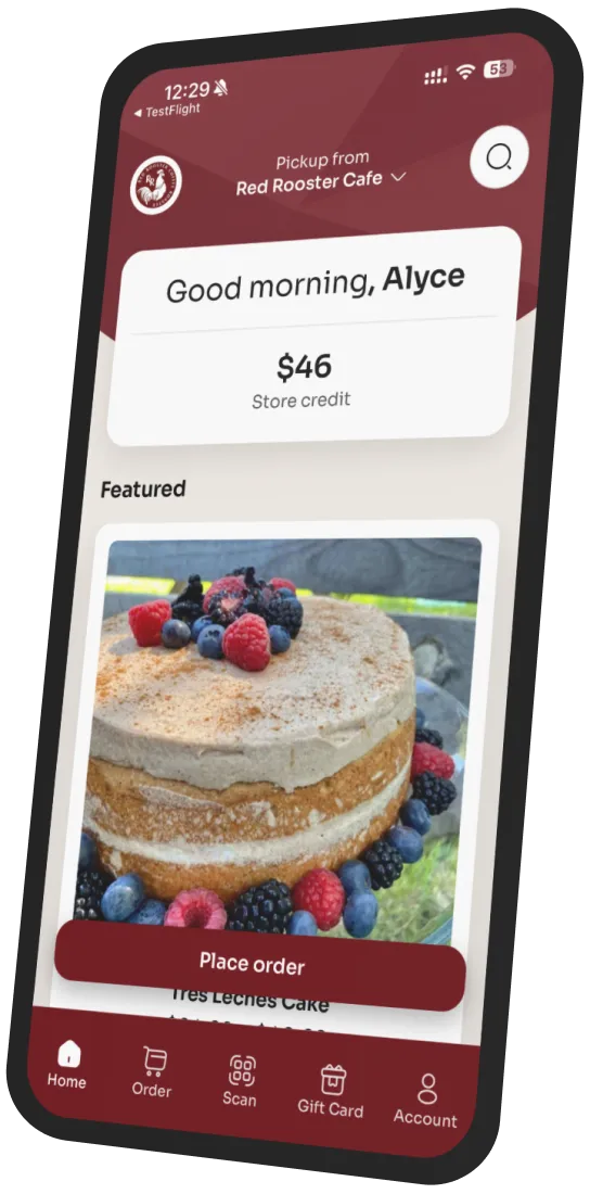 Red Rooster Cafe app preview