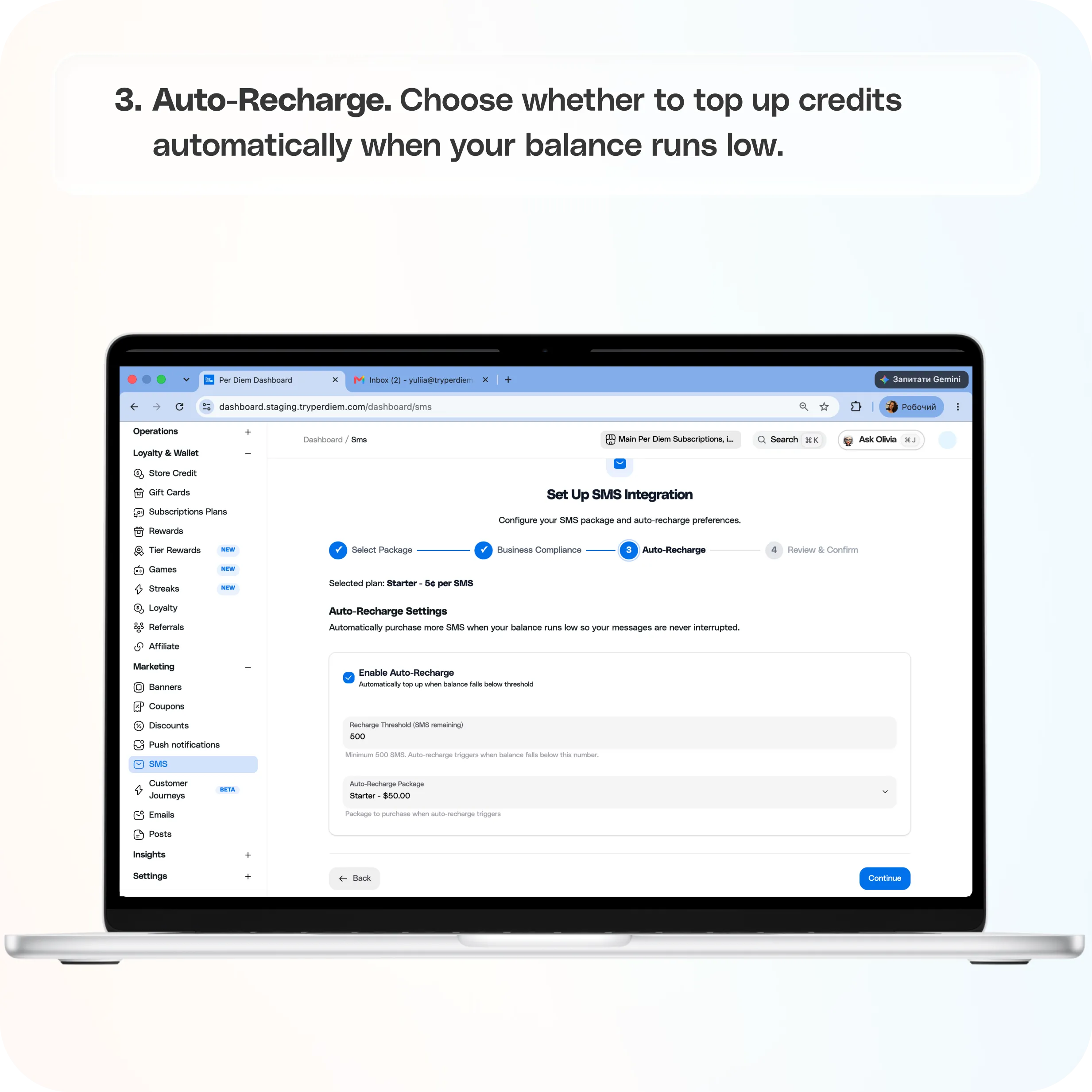 Getting Started with SMS in Per Diem — screenshot 3 of 4