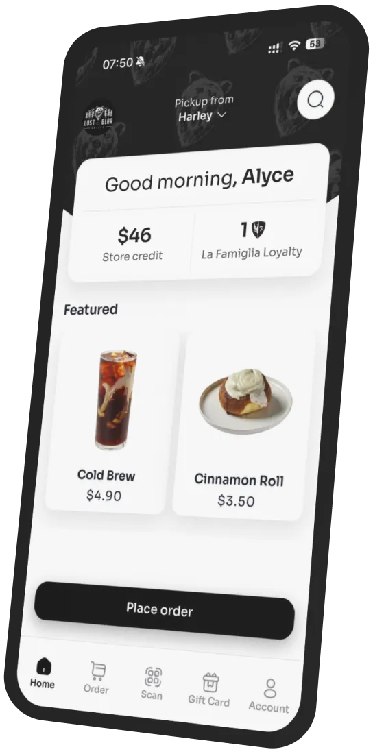 Lost Bear Coffee app preview