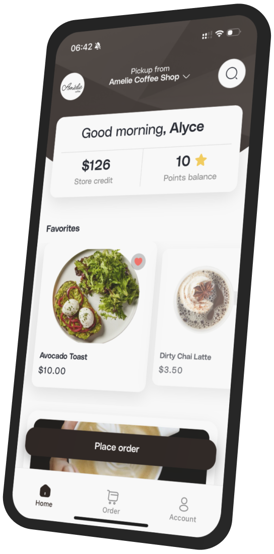 Amelie Coffee app preview