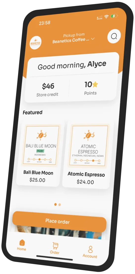 Beanetics Coffee Roasters app preview