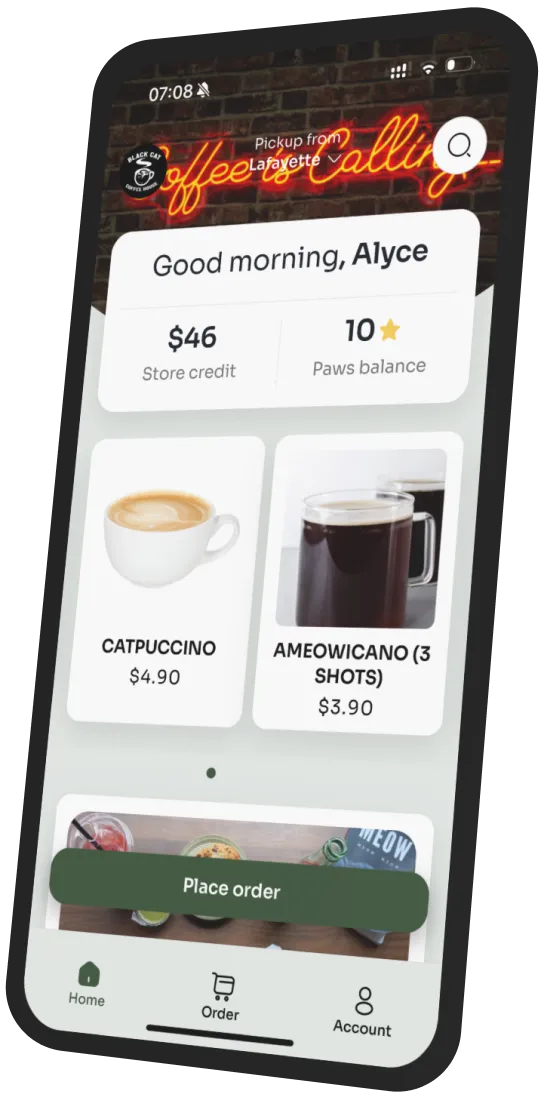 Black Cat Coffee House app preview