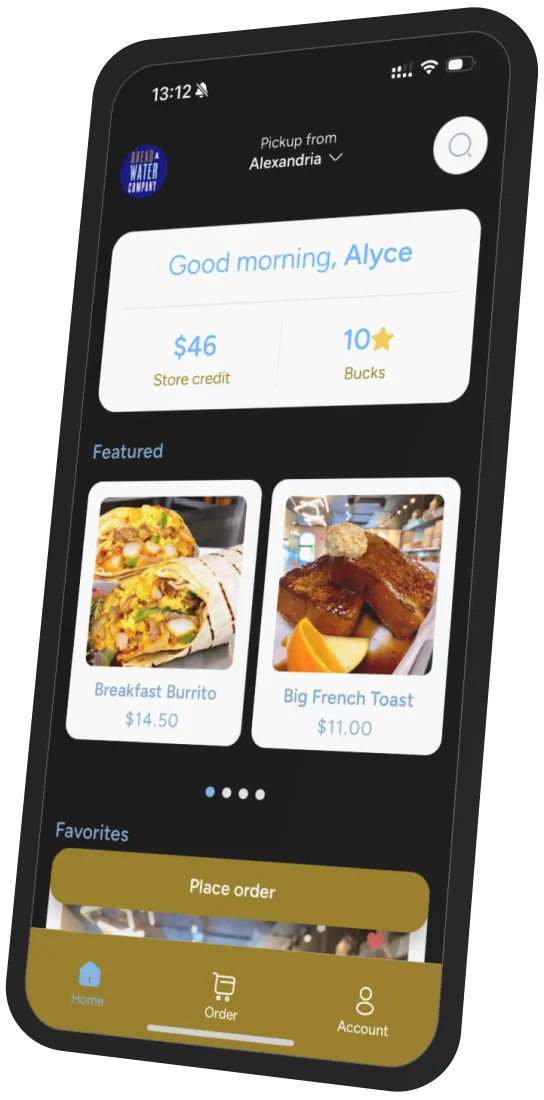 Bread & Water Company app preview