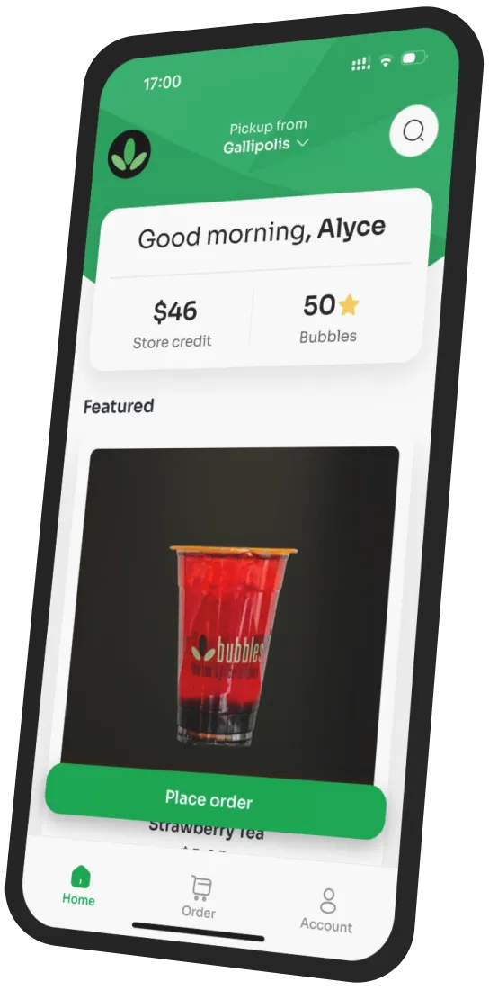 Bubbles Tea Company app preview