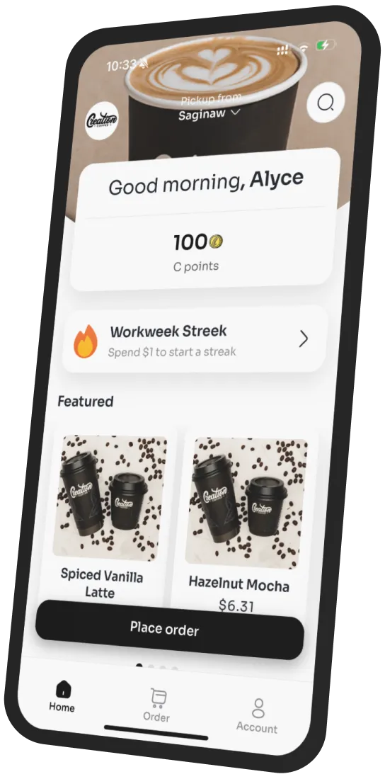 Creation Coffee app preview