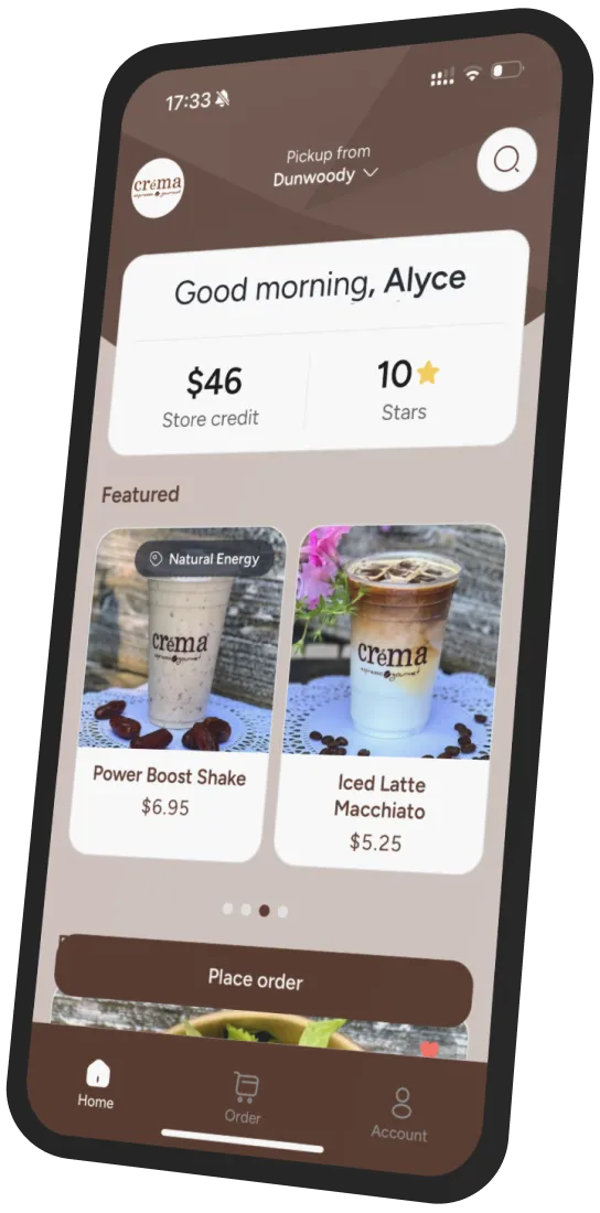 Crema Espresso Gourmet app preview