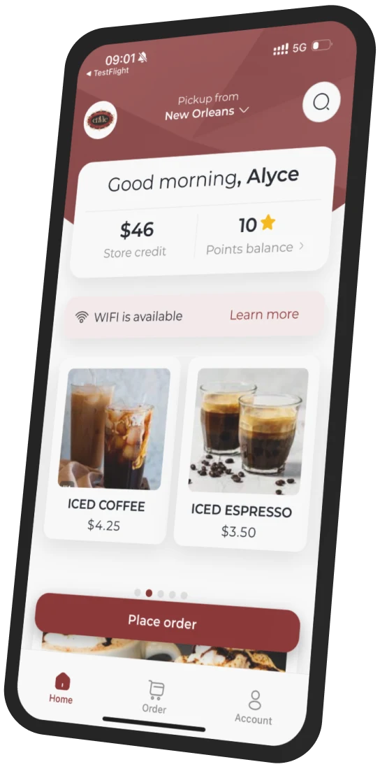 Envie Espresso Bar and Cafe app preview