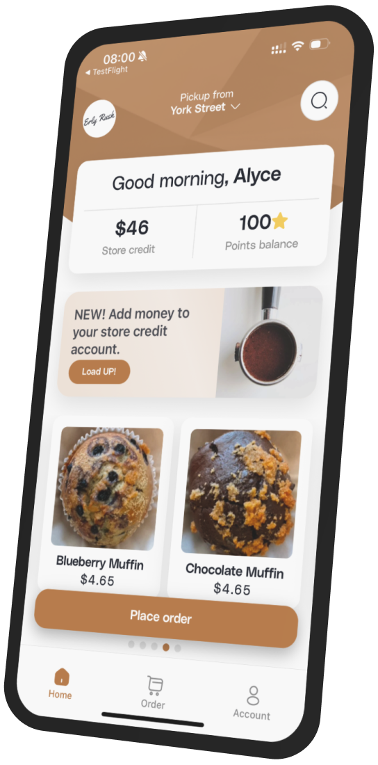 Erly Rush Coffee app preview